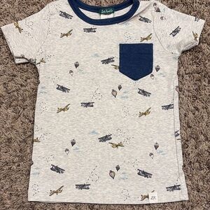Kids Airplane Print T-Shirt with Pocket